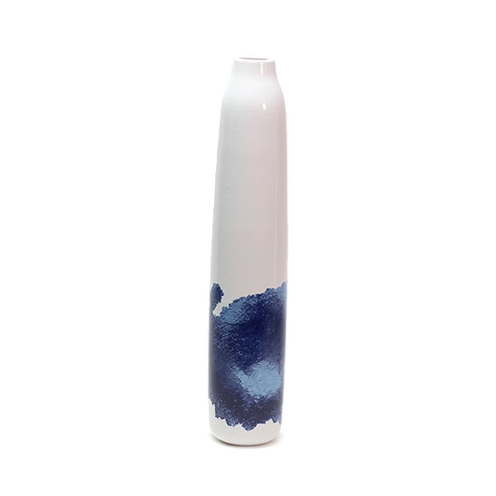 Vaso Abstract Blue Alongado Cerâmica Grande