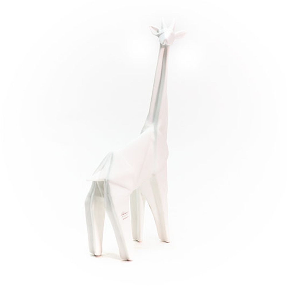 Girafa Decorativa Textura Origami Branca Pequena