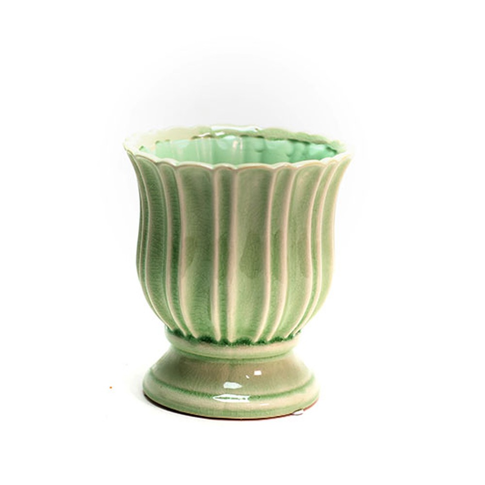 Cachepot Cahors Verde e Branco Pequeno