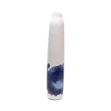Vaso Abstract Blue Alongado Cerâmica Grande