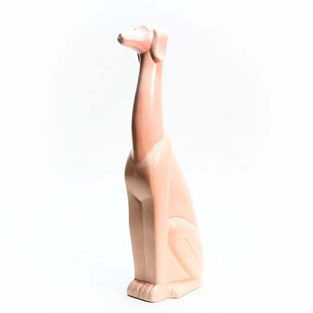 Escultura Cachorro Lévrier Rosa Grande