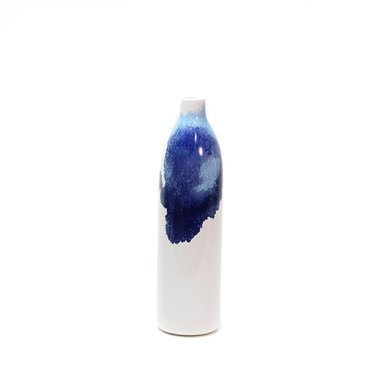 Vaso Abstract Blue Alongado Cerâmica Médio