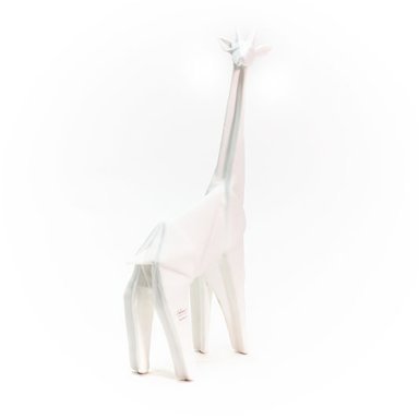 Girafa Decorativa Textura Origami Branca Pequena