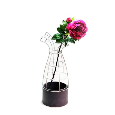 Vaso Pádua Resina e Metal Branco Grande