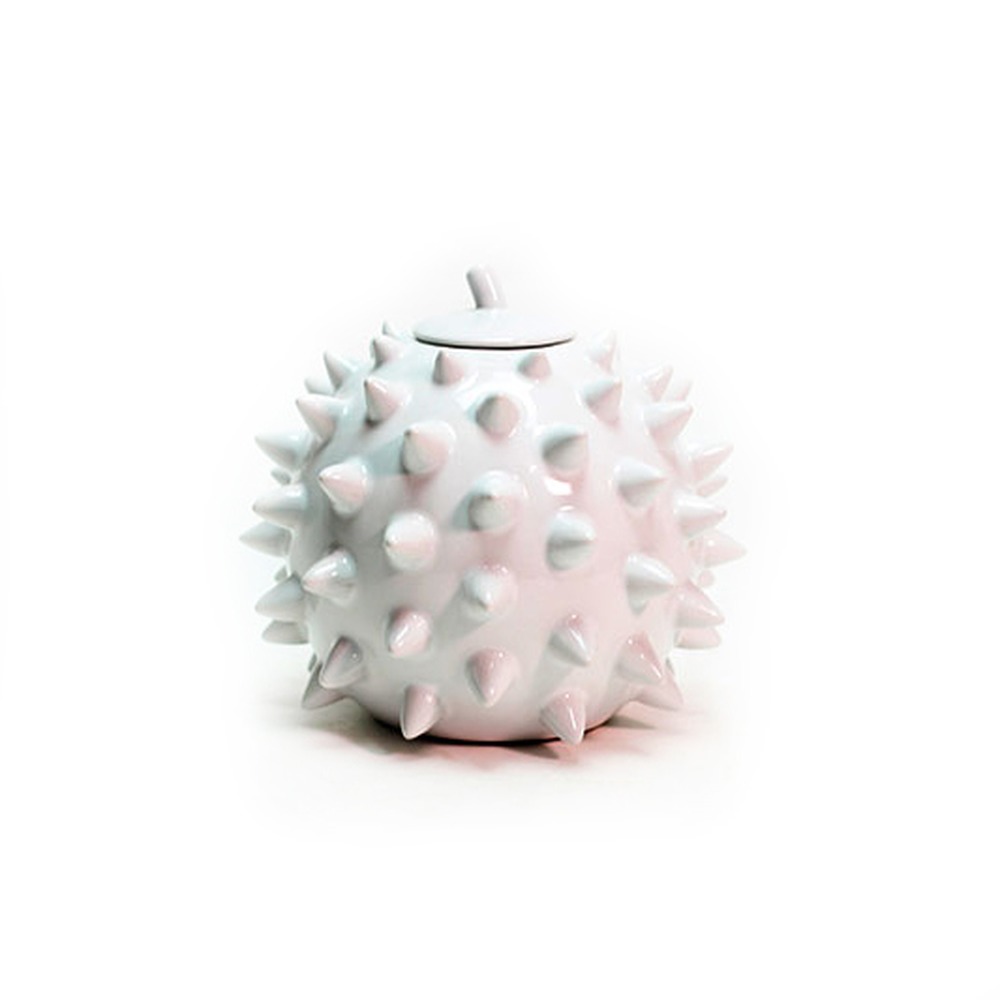 Potiche Porcupine Cerâmico Branco Pequeno