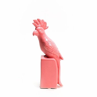 Escultura Calopsita Rosa em Cerâmica Pequena