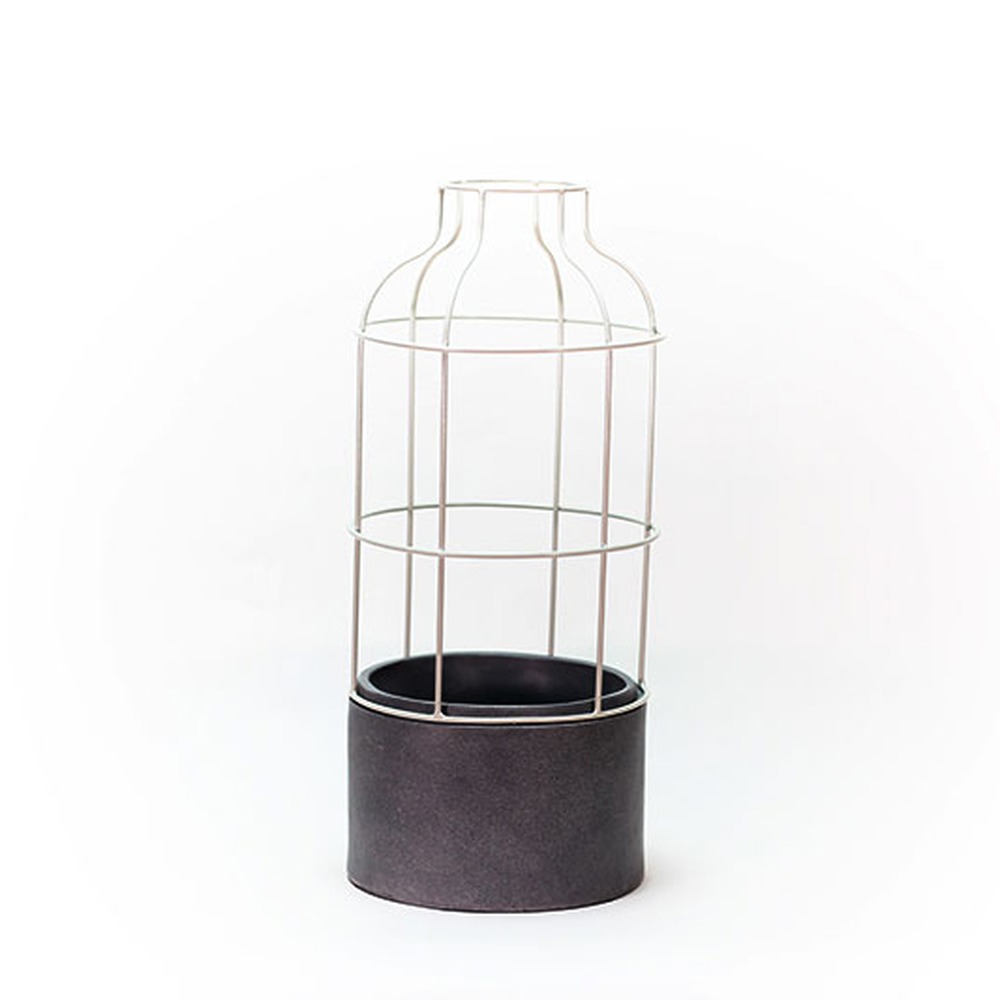 Vaso Bouteille Resina e Metal Grande