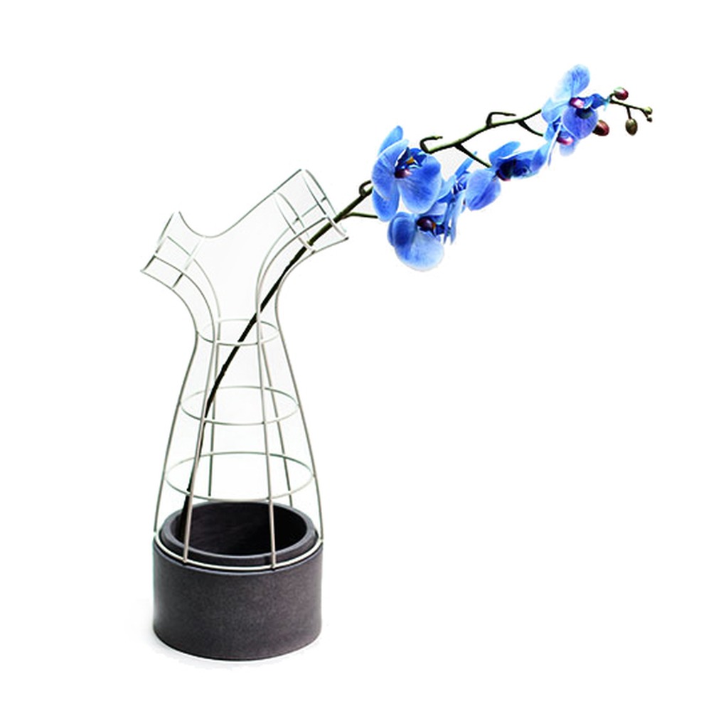 Vaso Pádua Resina e Metal Branco Pequeno