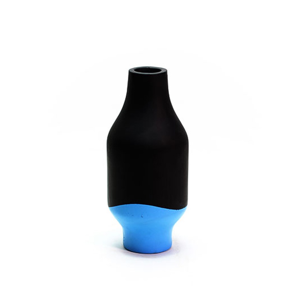 Vaso Béton Noir et Bleu 13cmx29cm